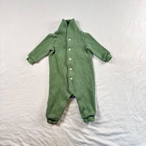 Ralph Lauren Ribbed Knit Coverall Baby 6M Green Excellent Shawl Collar Romper